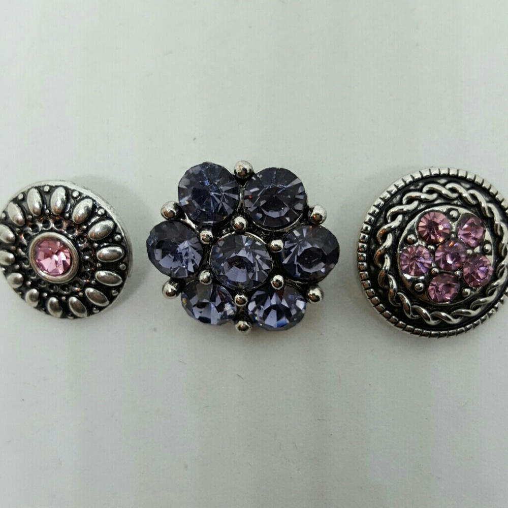 Set of three snap charms for snap bracelet
